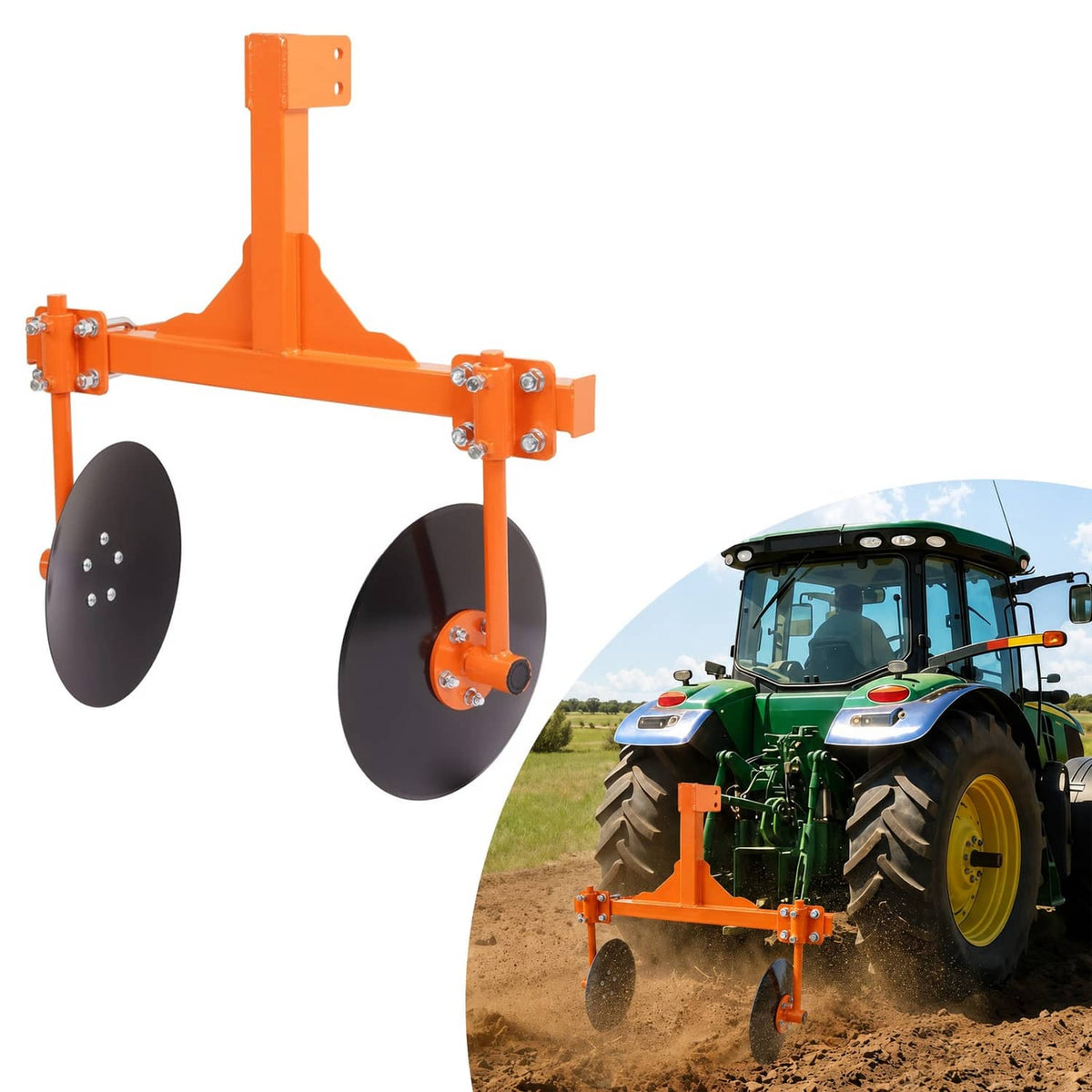 Bethesda Industrial 48" Adjustable Disc Bedder Disc Harrow For Cat 1 Tractors Steel 3 Point