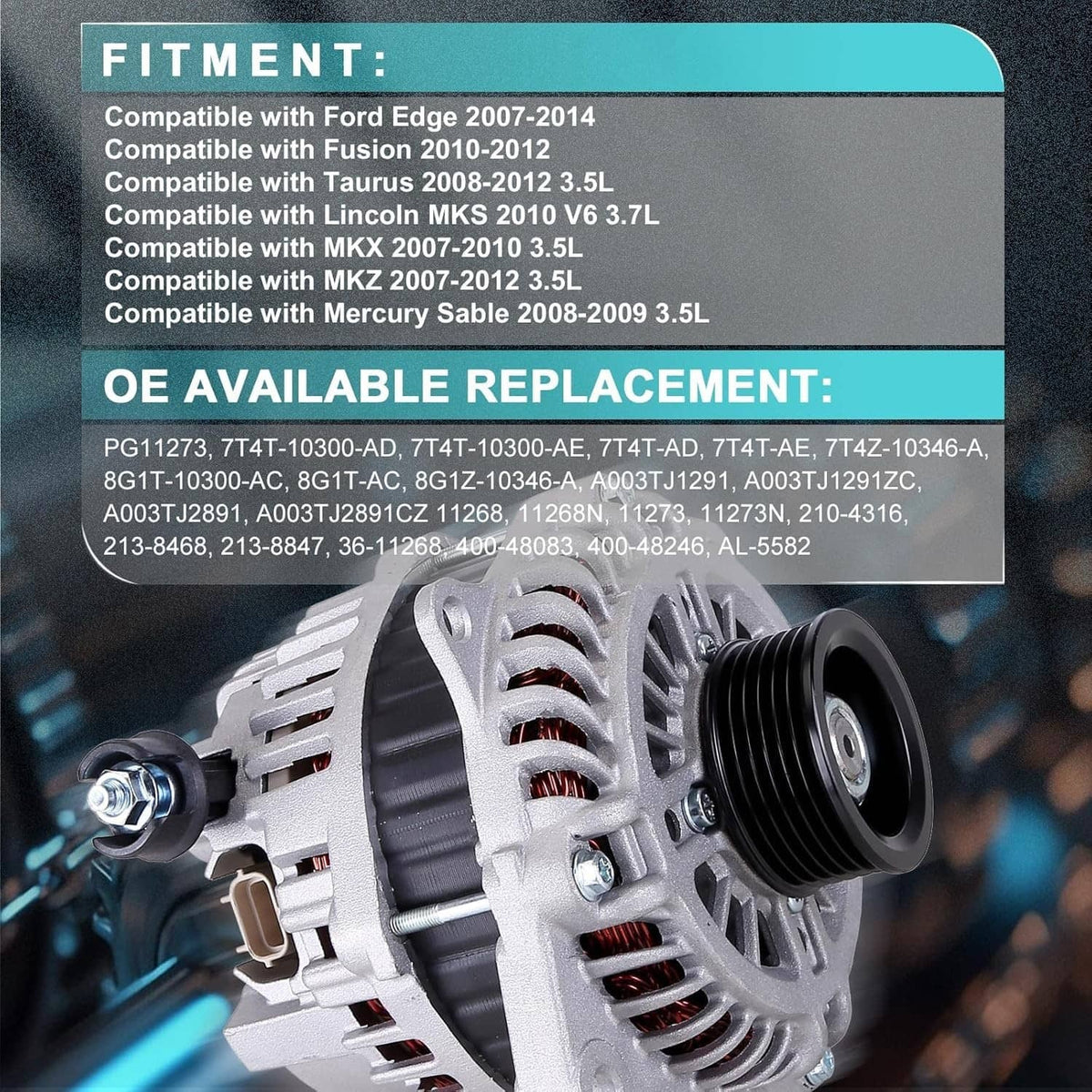 Bethesda Industrial Alternator For 2007-2014 Ford Edge 2008-2012 Taurus 2007-2012 Lincoln MKZ 3.5L