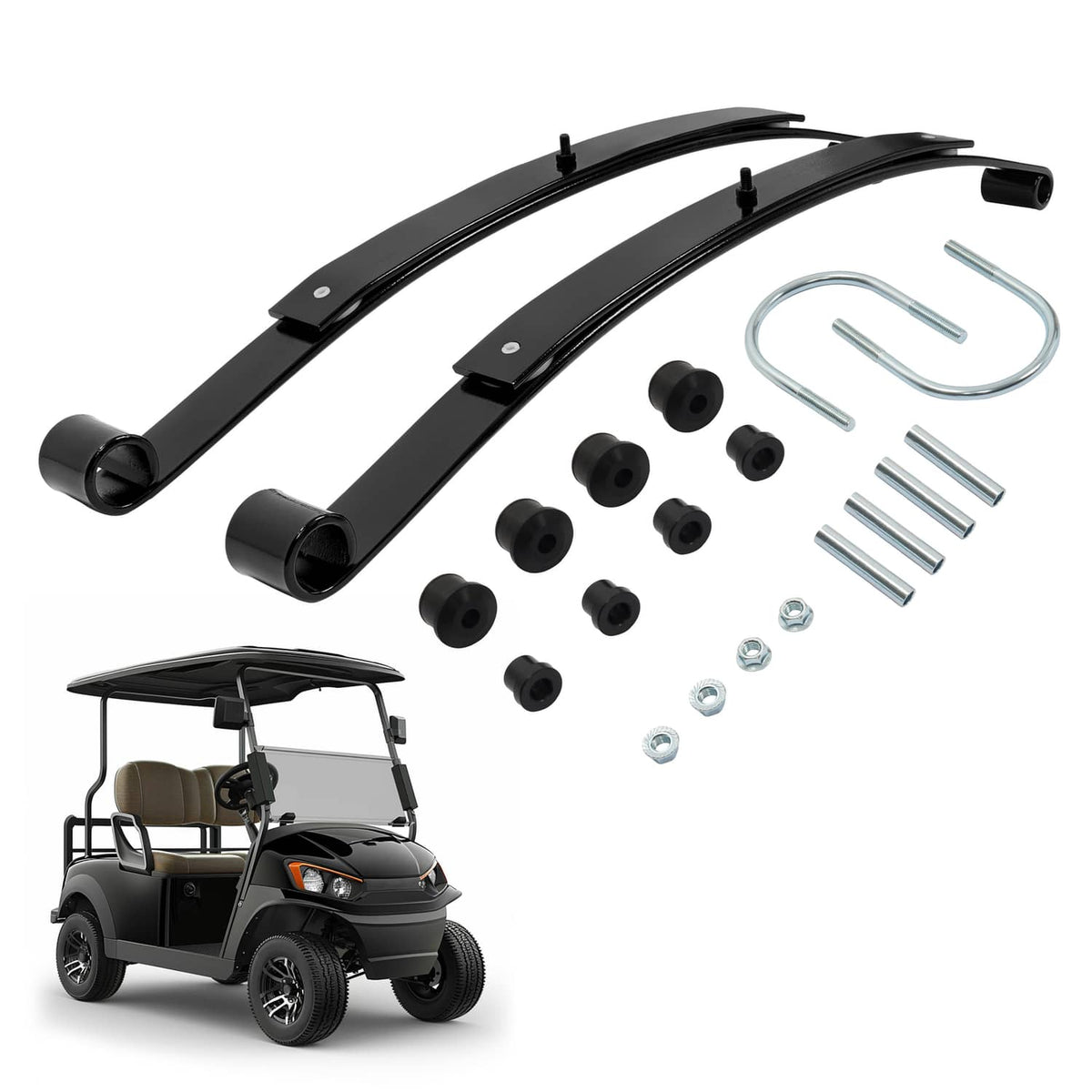 Bethesda Industrial Rear 2 Leaf Spring Kit W/Bushing & Sleeves For Golf Carts EZGO RXV 2008-UP