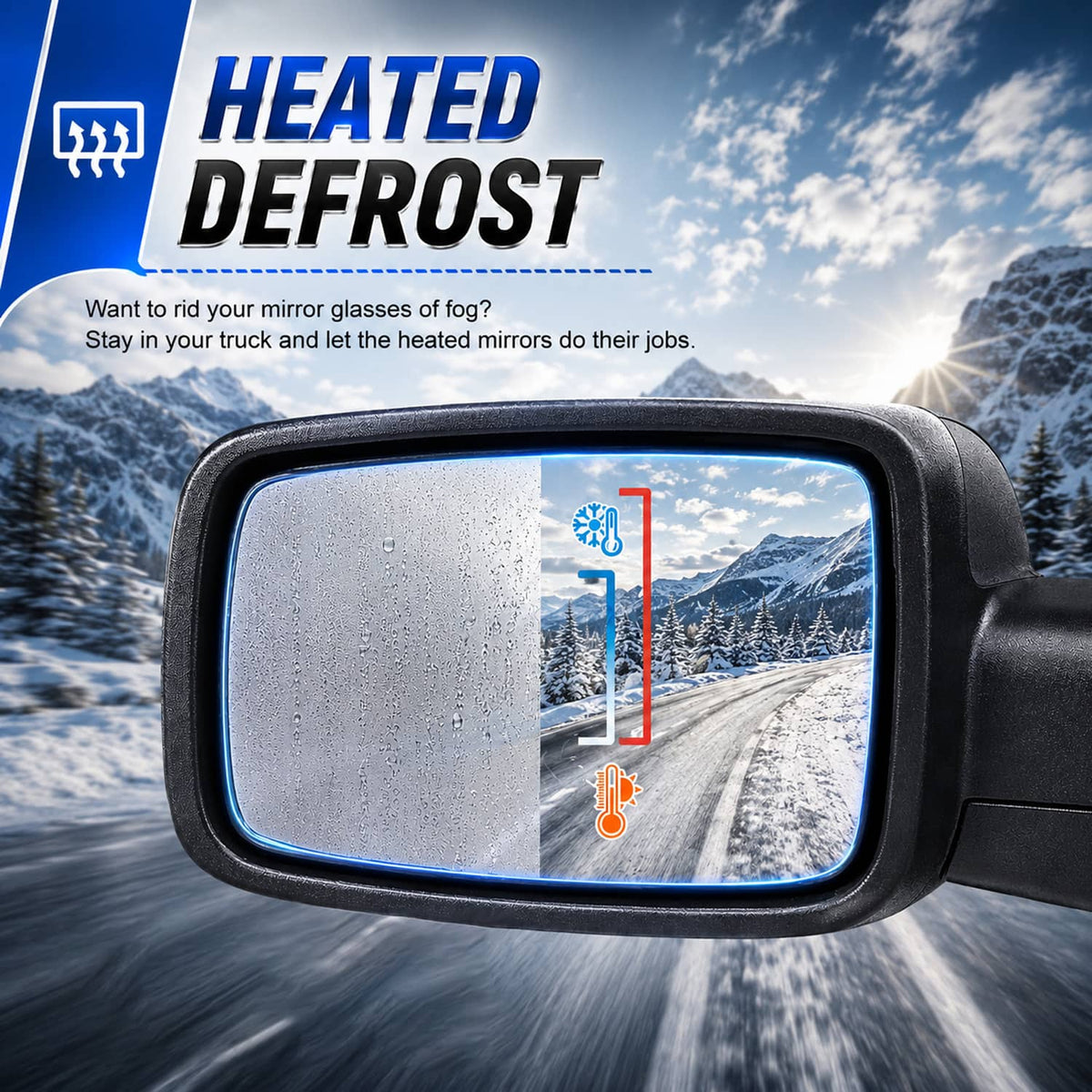 Bethesda Industrial Pair For 2013-2019 Ram 1500 Side Mirror Chrome Power Fold Heated Temper Sensor