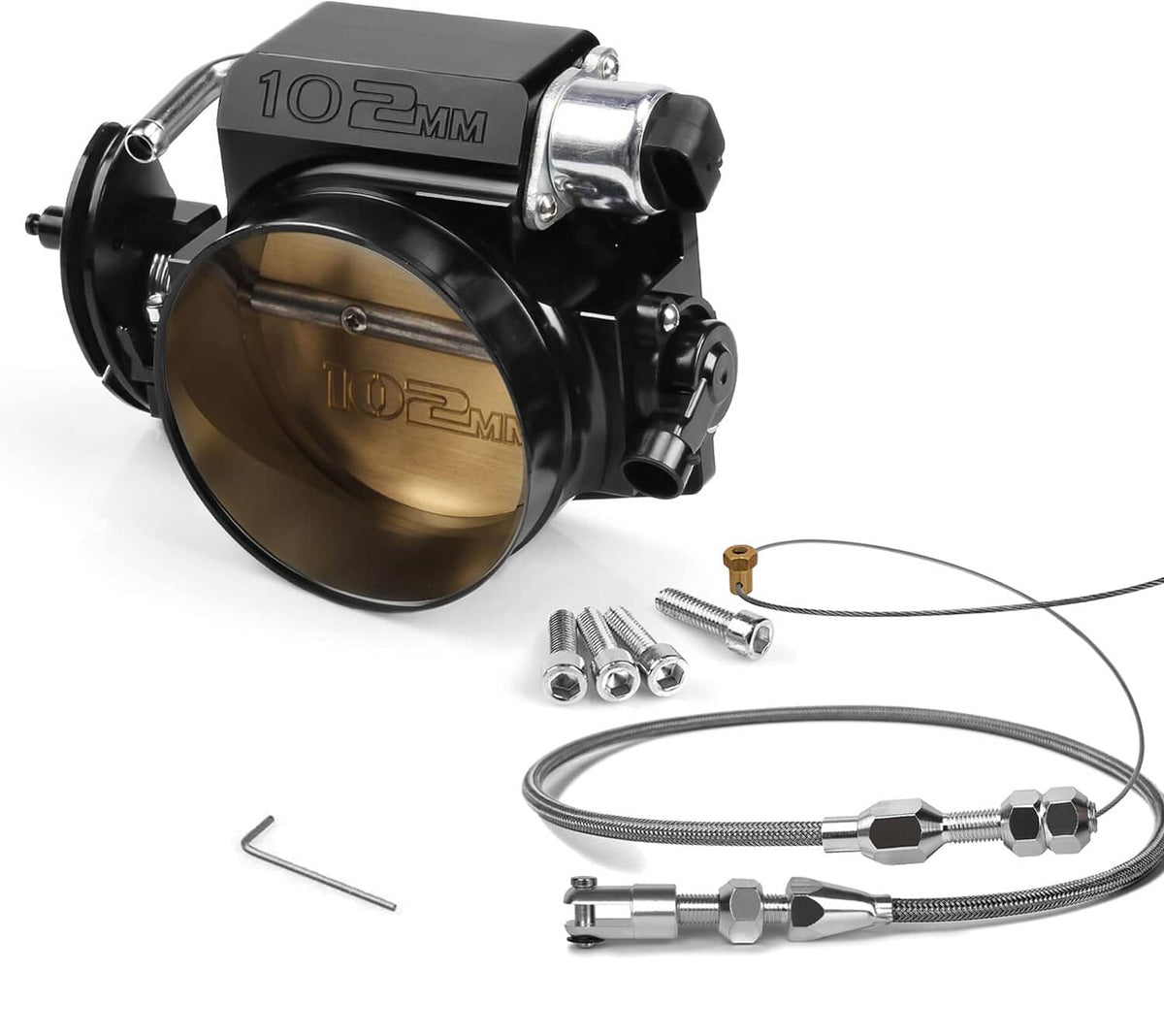 Bethesda Industrial Black 102MM Throttle Body with Position Sensors TPS IAC+Throttle Gas Cable Kits