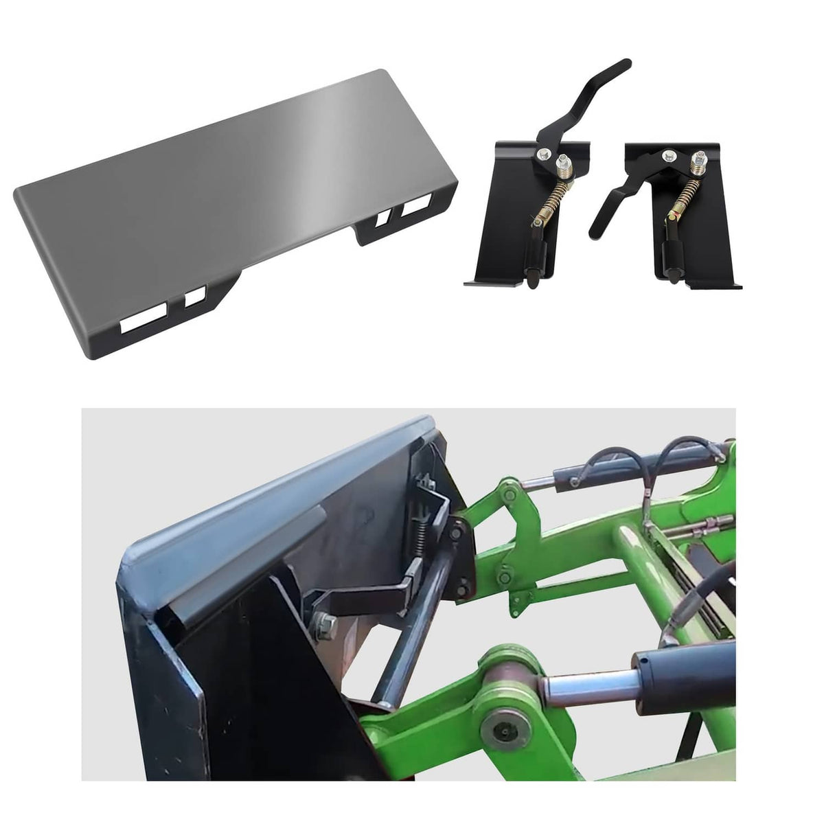 Bethesda Industrial Conversion Adapter Latch Box & 1/2" Mount Plate for Skid Steer Quick Tach Attach