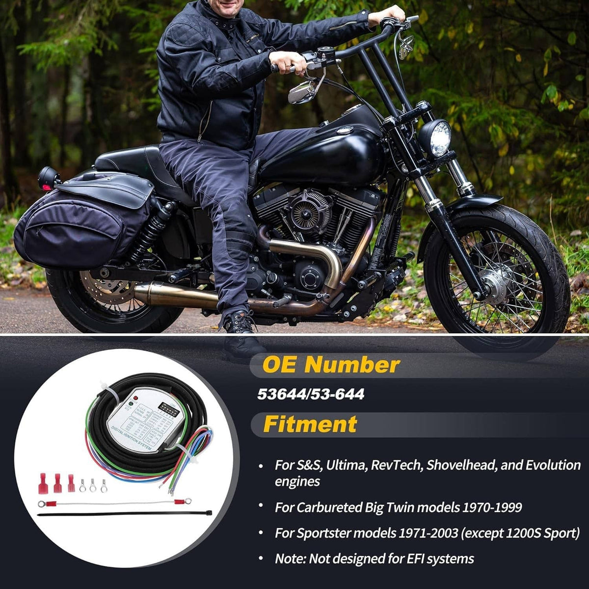 Bethesda Industrial New 53-644 Electronic Ignition Module For Harley Dyna Programmable Single Fire
