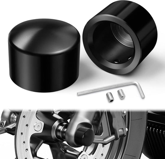Bethesda Industrial Black Front Axle Cap Nut Covers For Harley Street Glide Road King Softail Dyna