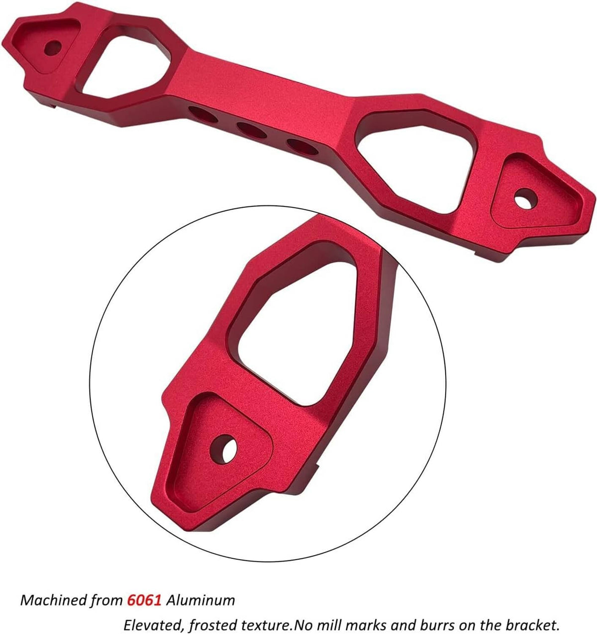 Bethesda Industrial Red Aluminum Car Battery Tie Down Mount Bracket Brace Bar & 10 Inch J-Bolts