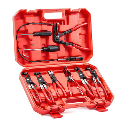Bethesda Industrial 9PCS Hose Clamp Clip Plier Set Swivel Jaw Flat Angled Band Automotive Tool Set