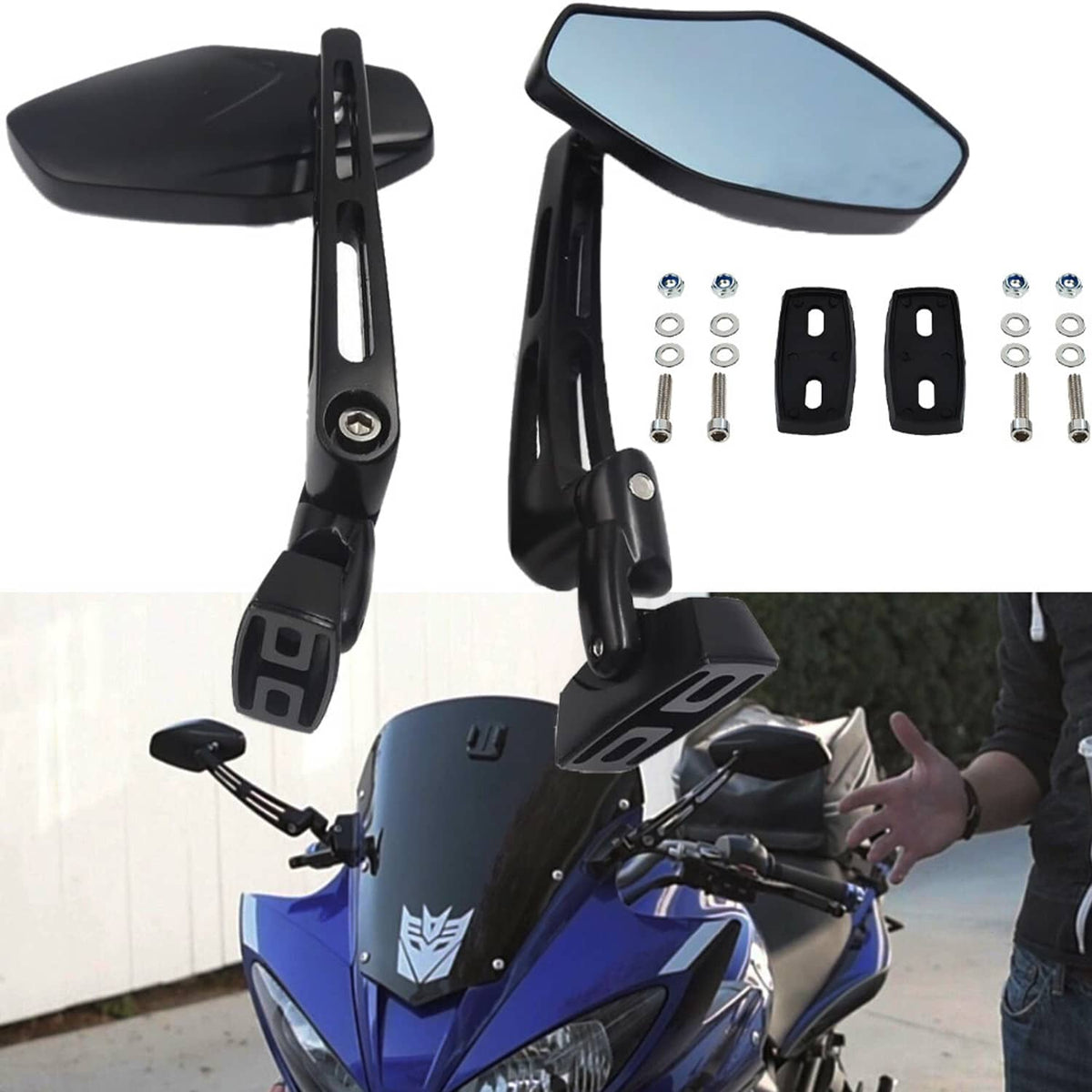 Bethesda Industrial Rearview Side Racing Mirrors For Suzuki GSX1300R Hayabusa 1999-2023 Motorcycle