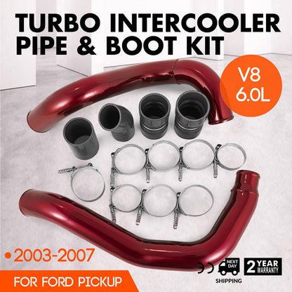 Bethesda Industrial Red Turbo Intercooler Pipe Boot Kit CAC Tubes for 2003-07 Ford 6.0L Powerstroke