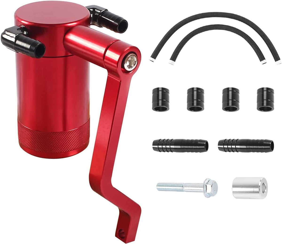 Bethesda Industrial Oil Catch Can Kit Z-Bracket Red Finish Fit For 2011-21 Dodge Challenger Chrysler