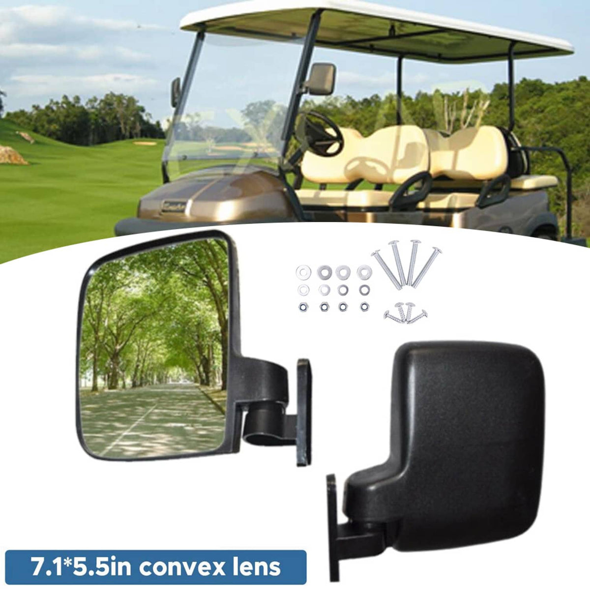 Bethesda Industrial Universal Golf Cart Side Mirrors No Drilling Rear View Mirror for EZGO Club Car