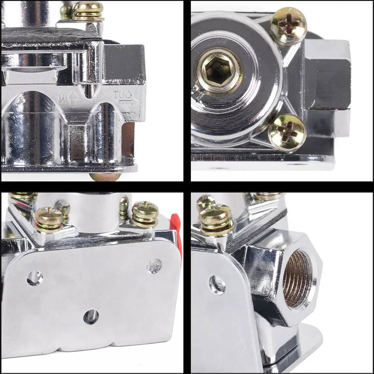 Bethesda Industrial Fuel Pressure Regulator Carburetor Chrome Fit Holley 12-803 2 Port 4 1/2 to9 PSI