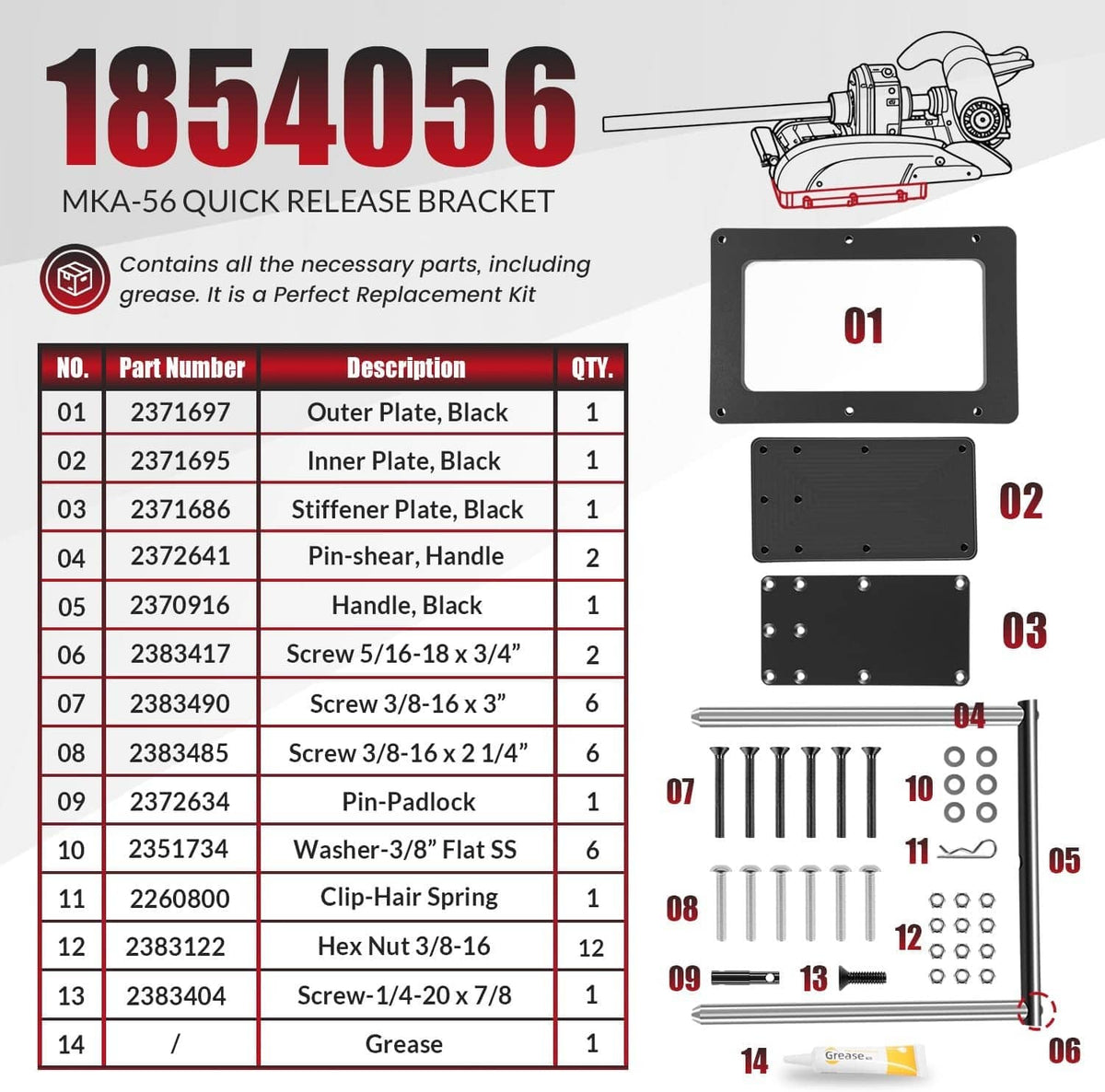 Bethesda Industrial 1854056 MKA-56 Quick Release Bracket for Minn Kota QUEST Trolling Motor, Black