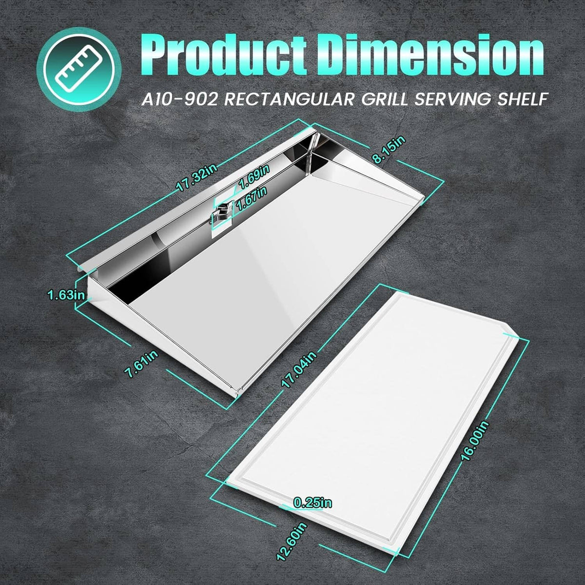 Bethesda Industrial A10-902 Rectangular Grill Serving Shelf w/ Removable Cutting Board for 9” x 18"