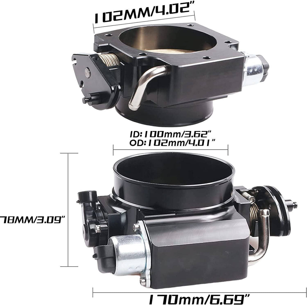 Bethesda Industrial Black 102MM Throttle Body with Position Sensors TPS IAC+Throttle Gas Cable Kits