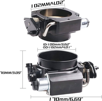 Bethesda Industrial Black 102MM Throttle Body with Position Sensors TPS IAC+Throttle Gas Cable Kits