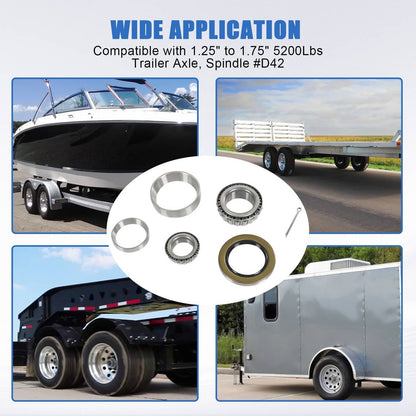 Bethesda Industrial 5200# Bearing Axle Kit 25580+ LM67048 1.25" Bearing Trailer Wheel & Mobile Home