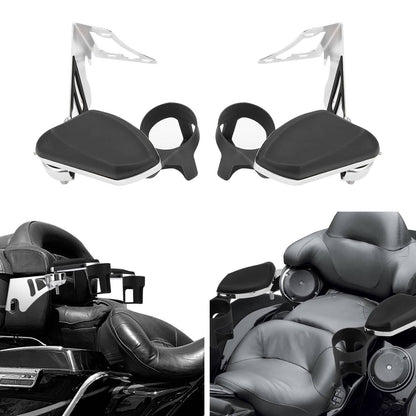 Bethesda Industrial Passenger Armrests Arm Rest Drink Holder Fit For Harley Touring Road Glide 97-13