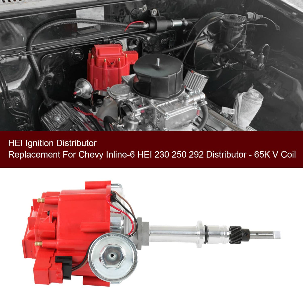 Bethesda Industrial 6522R Premium Distributor HEI For Chevy Inline 6-Cyl 230 250 292 w/65K Volt Coil