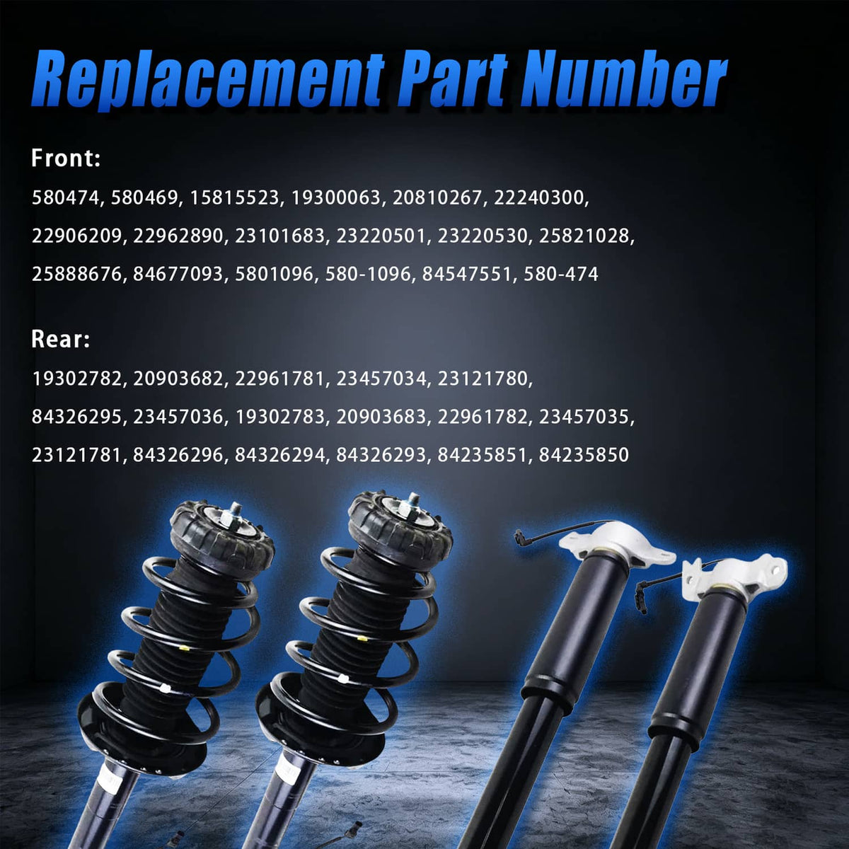 Bethesda Industrial 4Pcs Front & Rear Shocks Strut Assys w/Electric for 2013-2019 Cadillac XTS