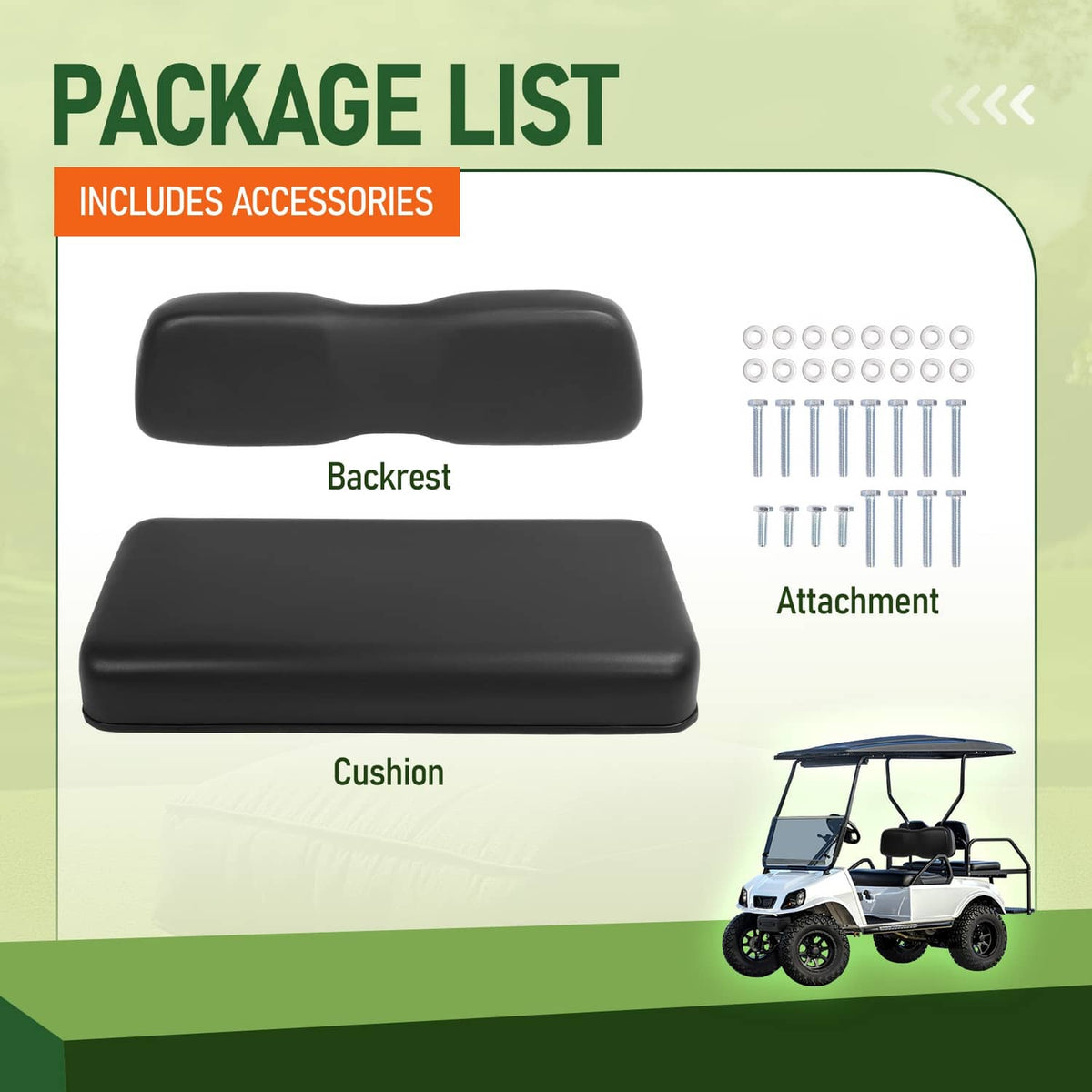Bethesda Industrial For Club Car DS 2000.5-up Golf Cart Front Seat Back & Bottom Cushion Assembly