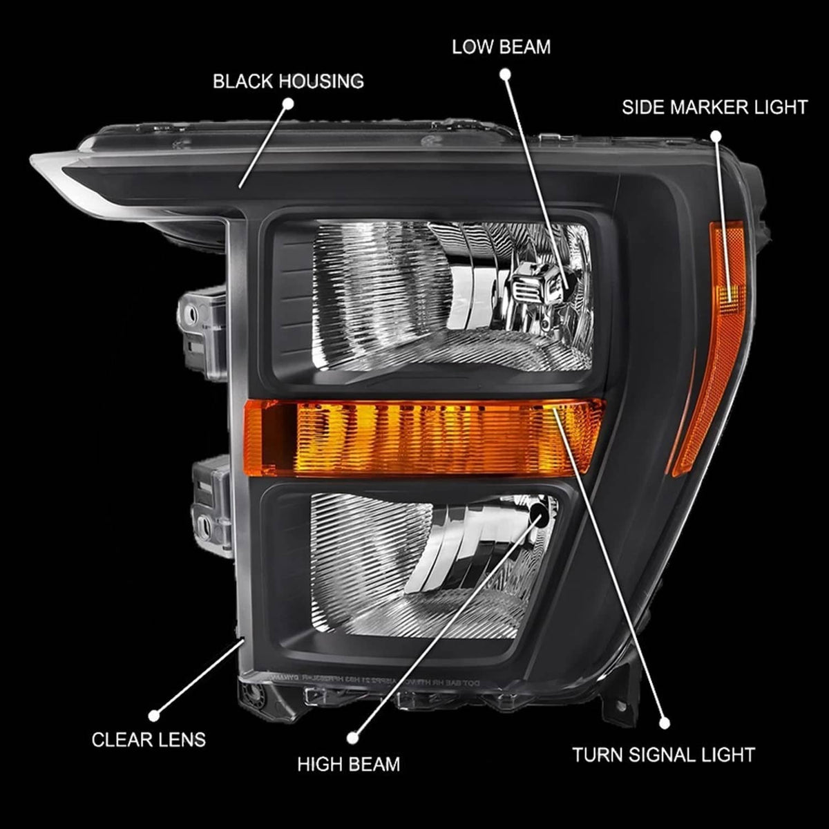 Bethesda Industrial For 2021 2022 2023 Ford F150 Halogen Black Headlights Headlamps Pair Left+Right