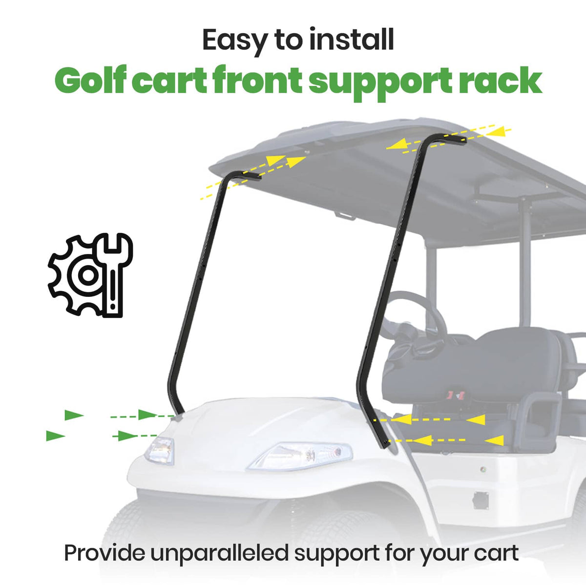 Bethesda Industrial Black Golf Cart Steel Front Roof Support Strut Kit For Advanced EV For ICON