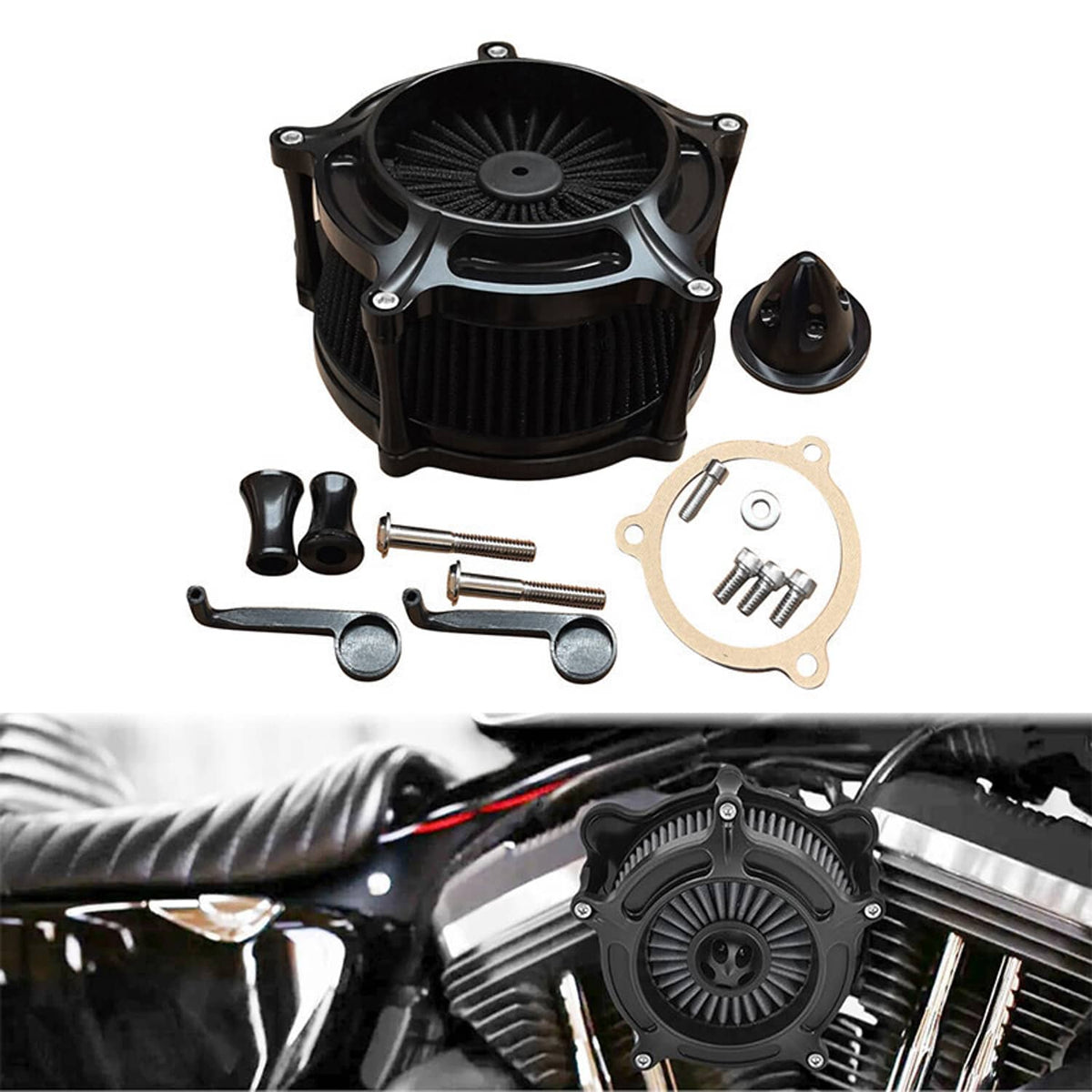 Bethesda Industrial Black Air Cleaner Intake Filter For Harley Touring Road King Street Glide 08-16