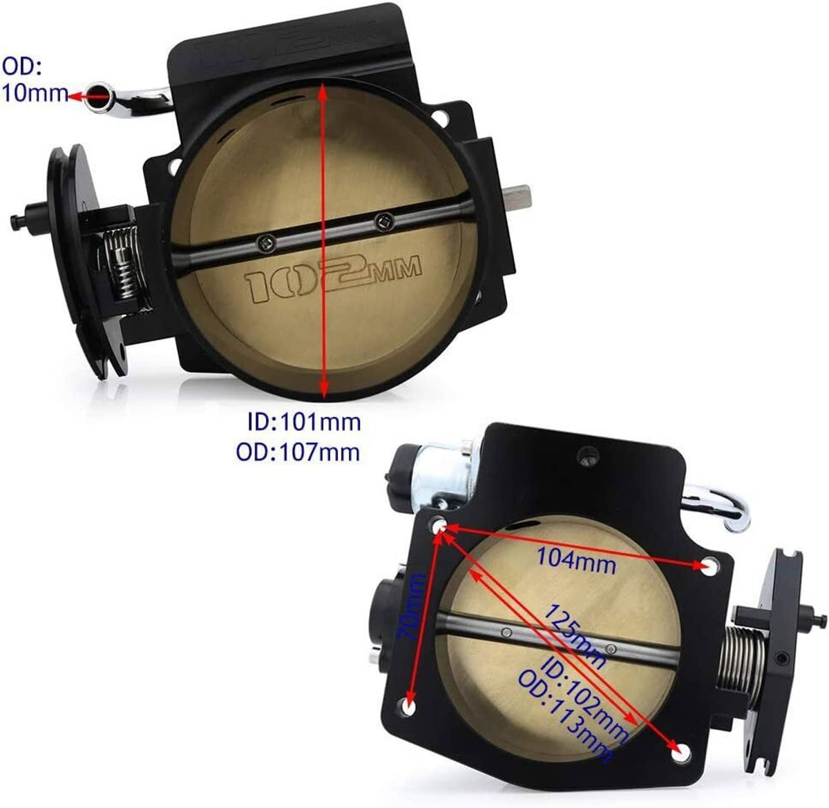 Bethesda Industrial Black 102mm Throttle Body w/Throttle Cable & TPS IAC For GM Gen III LS1 LS2 LS6