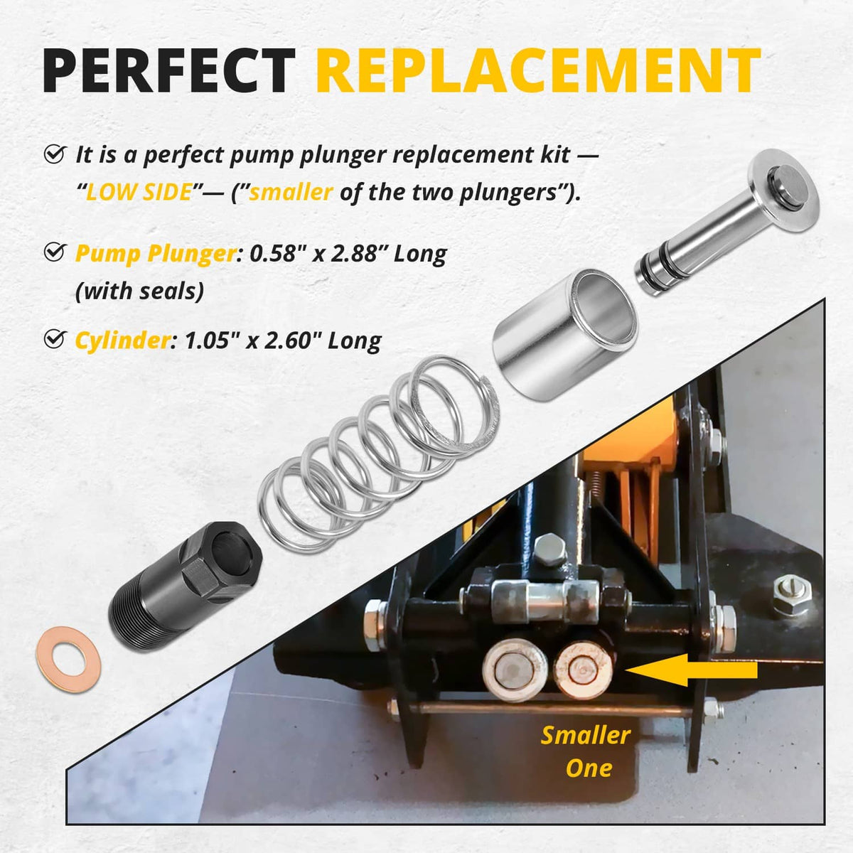 Bethesda Industrial Replacement Pump Piston fits Harbor Freight-Costco-Arcan-Matco 3 & 3 1/4 t. jack