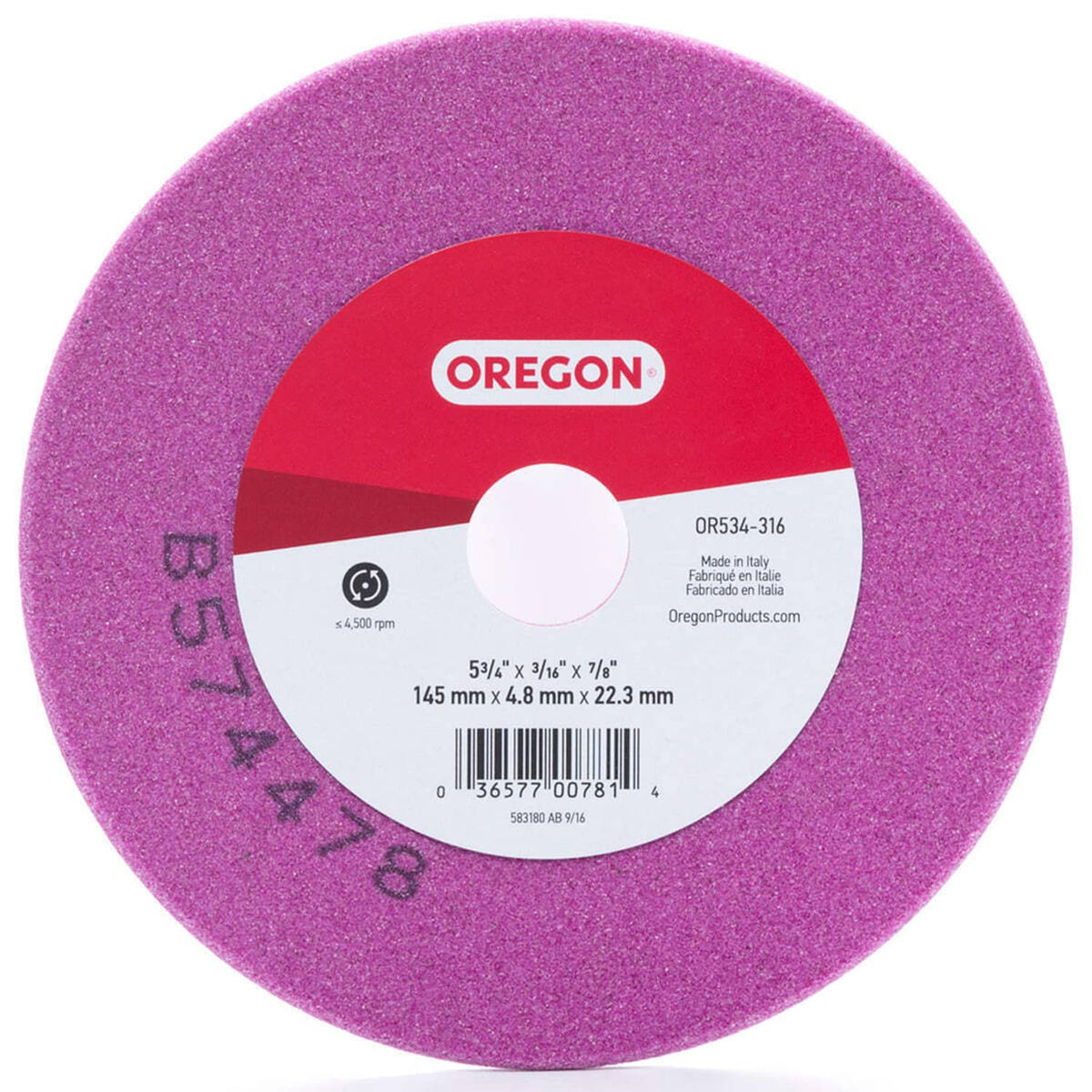 Bethesda Industrial Genuine OEM Oregon Grinding Wheel OR534-14A (3/16")