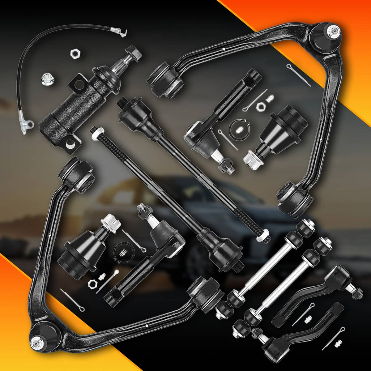 Bethesda Industrial 13PCS Front Upper Lower Control Arm Kit For 1999-2006 Chevy Silverado 1500 4WD