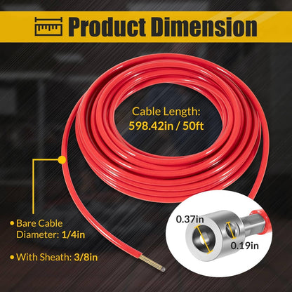 Bethesda Industrial Replace for FlexShaft Cable Assembly 64343 K9-102, 50ft, for 1-1/4” to 2” Pipes