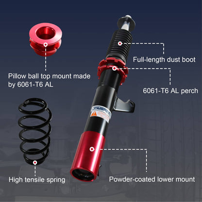 Bethesda Industrial Coilover Struts FOR VW MK5 MK6 GOLF/JETTA 06-14 Suspension Spring KIT Adj Height