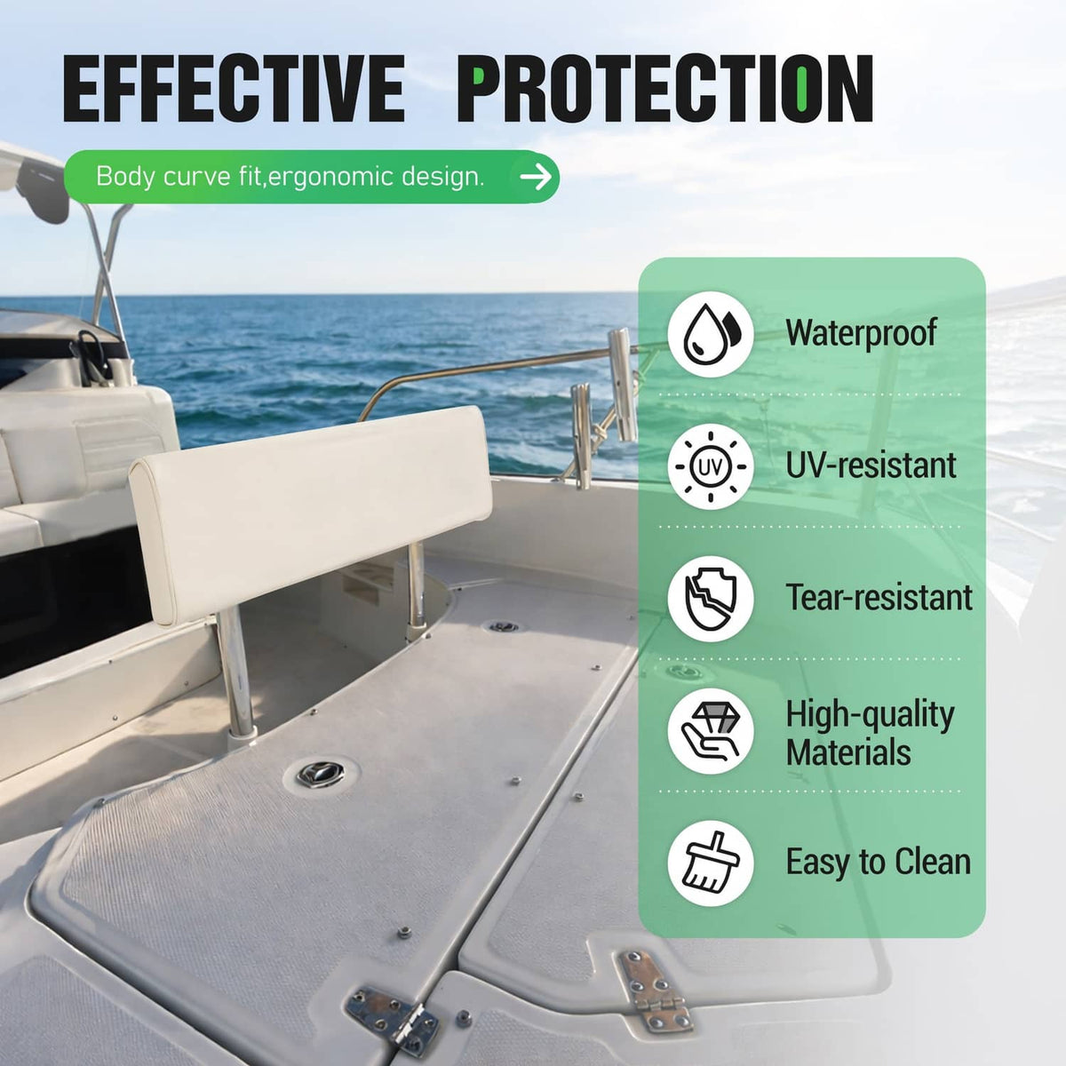 Bethesda Industrial For Universal Boat Seat Backrest W/Folding Arms Leaning Post White + Silvery