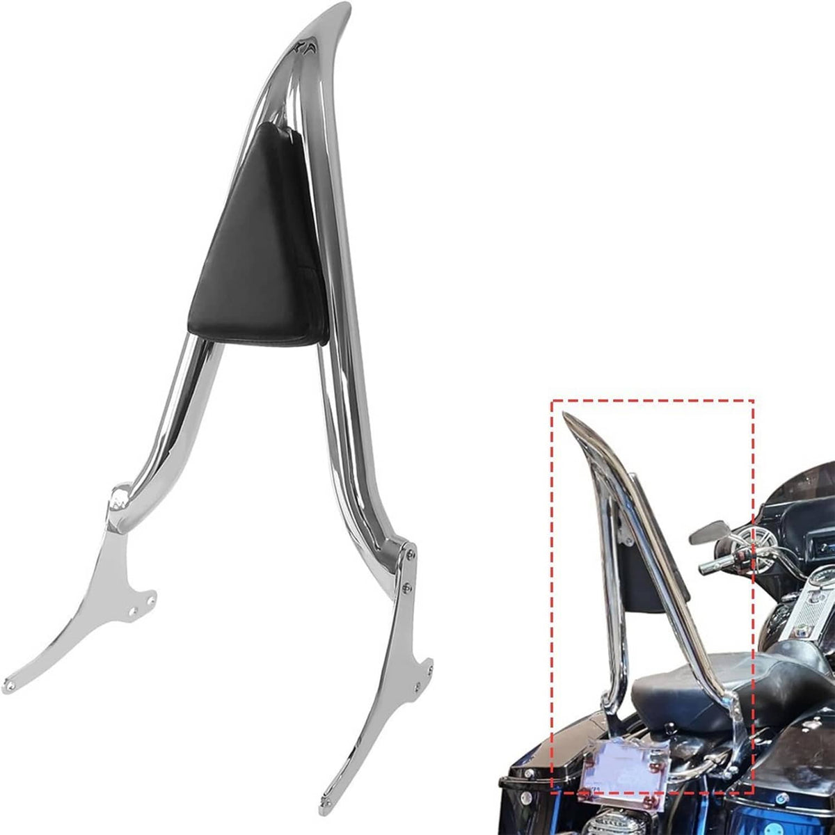 Bethesda Industrial New 22'' Chrome Backrest Sissy Bar For Harley Road King Electra Glide 1997-2008