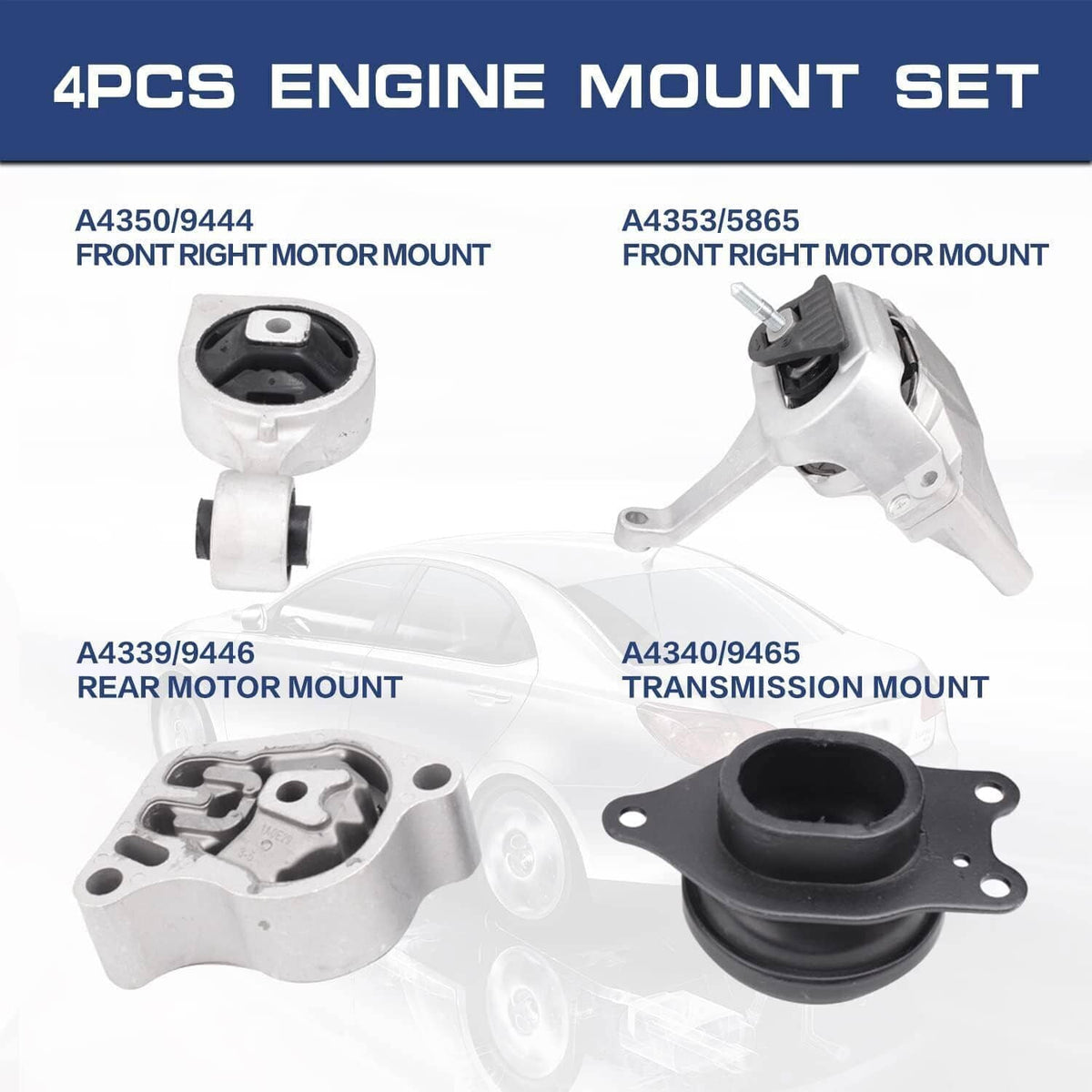 Bethesda Industrial For Nissan Altima 2007-2015 L4 2.5L Auto CVT Engine Motor Transmission Mount Kit