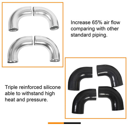 Bethesda Industrial Universal 2" Inch Polished Intercooler Pipe Kit + Silicone Hose + Clamp