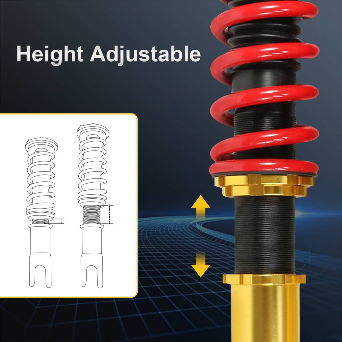 Bethesda Industrial Coilovers Kits For 2006-2012 Lexus IS350 IS250 Shock Absorbers Struts Adj Height