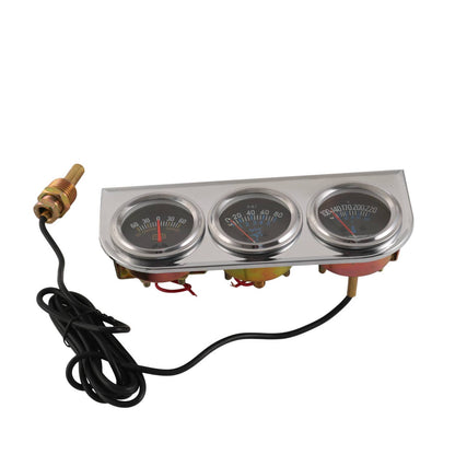 Bethesda Industrial 2" 52mm Chrome Car Triple Gauge Set Kit AMP Meter Water Temp Oil Pressure 3 in 1