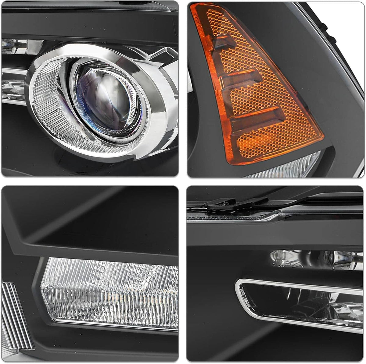 Bethesda Industrial Fit For 2009-2018 Dodge Ram 1500 2500 3500 Black Projector Headlights w/ LED DRL