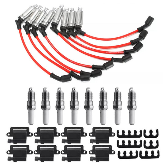 Bethesda Industrial 8 Pack Square Ignition Coil & Spark Plug Wire For Chevy GMC 4.8L 5.3L 6.0L 8.1L