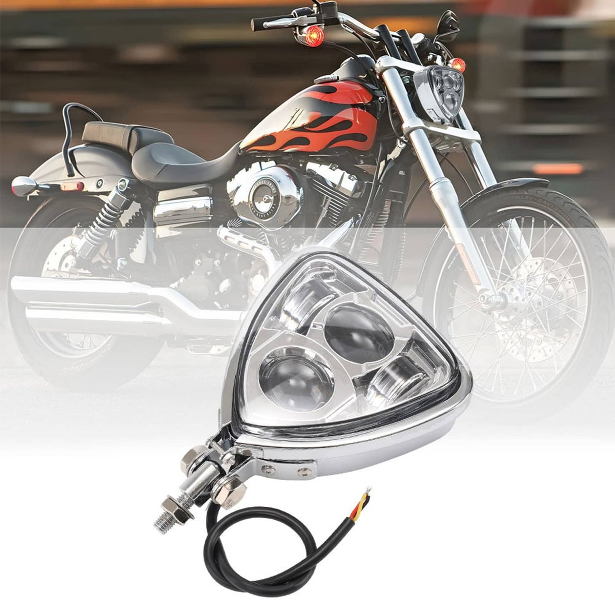 Bethesda Industrial Triangle Motorcycle Headlight Head lamp for Harley Motorcycle Chopper Cafe Racer