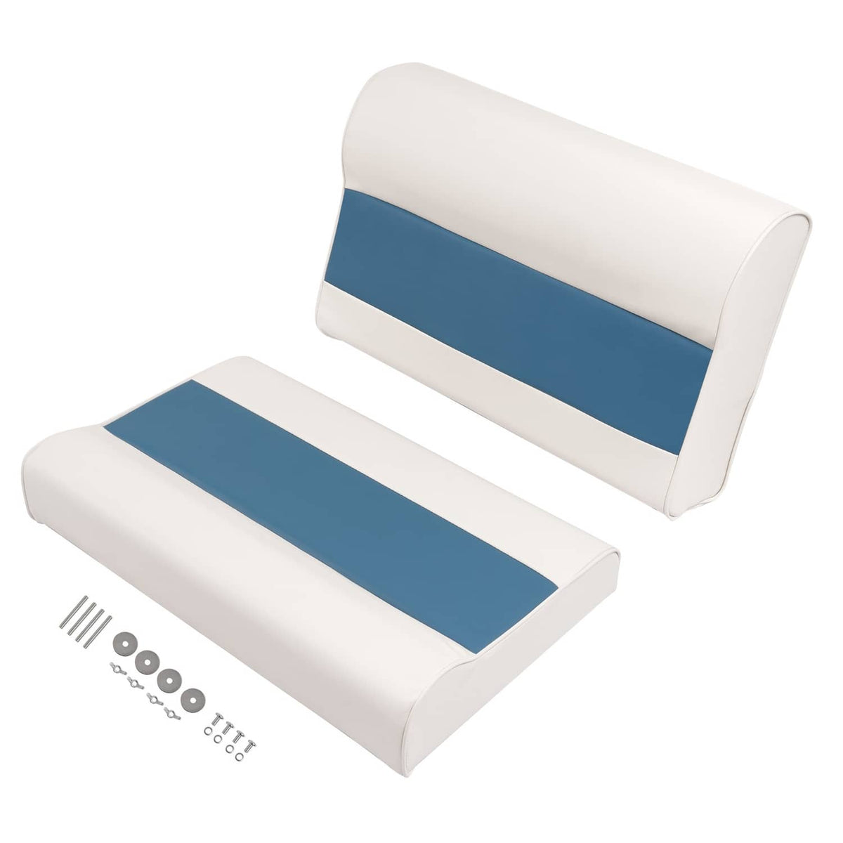 Bethesda Industrial #8WD95-1B-204 28" Pontoon Bench Seat Cushion Set Navy/White/Blue