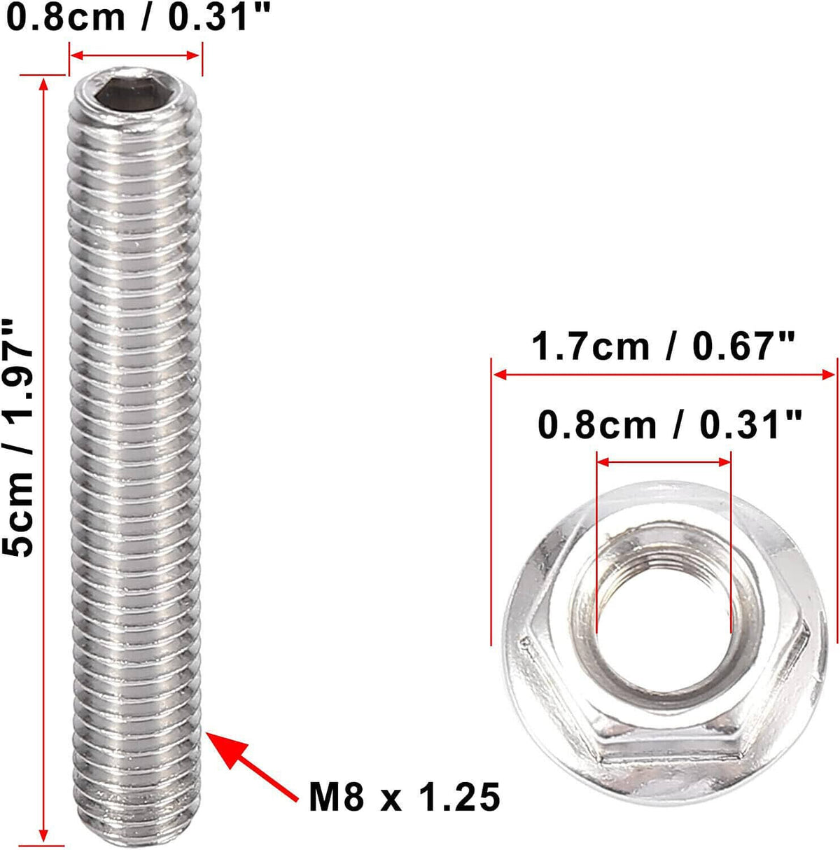 Bethesda Industrial 16pcs Stainless Steel Exhaust Manifold Stud Nuts Set for Ford 4.6L 5.4L Liter V8