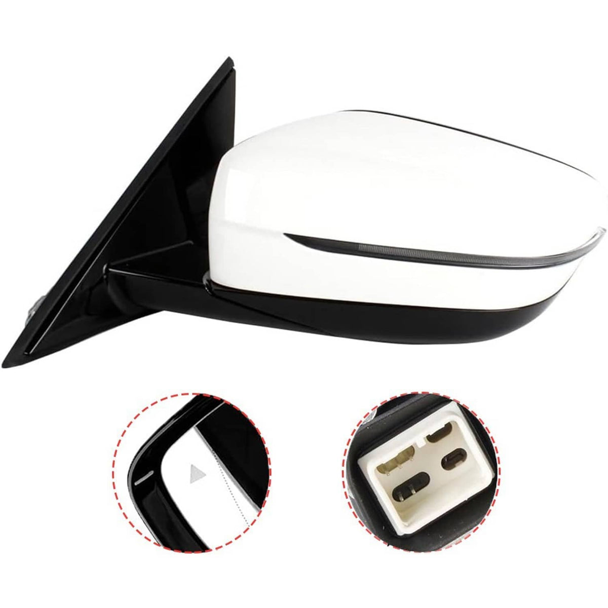 Bethesda Industrial Left Driver Side Mirror w/Blind Spot White For 2019-2023 BMW 320i 330i 330e