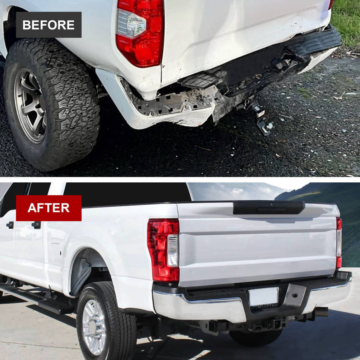 Bethesda Industrial Rear Step Bumper FOR 2008-2016 Ford F250 Super Duty Chrome w/o Sensor Holes