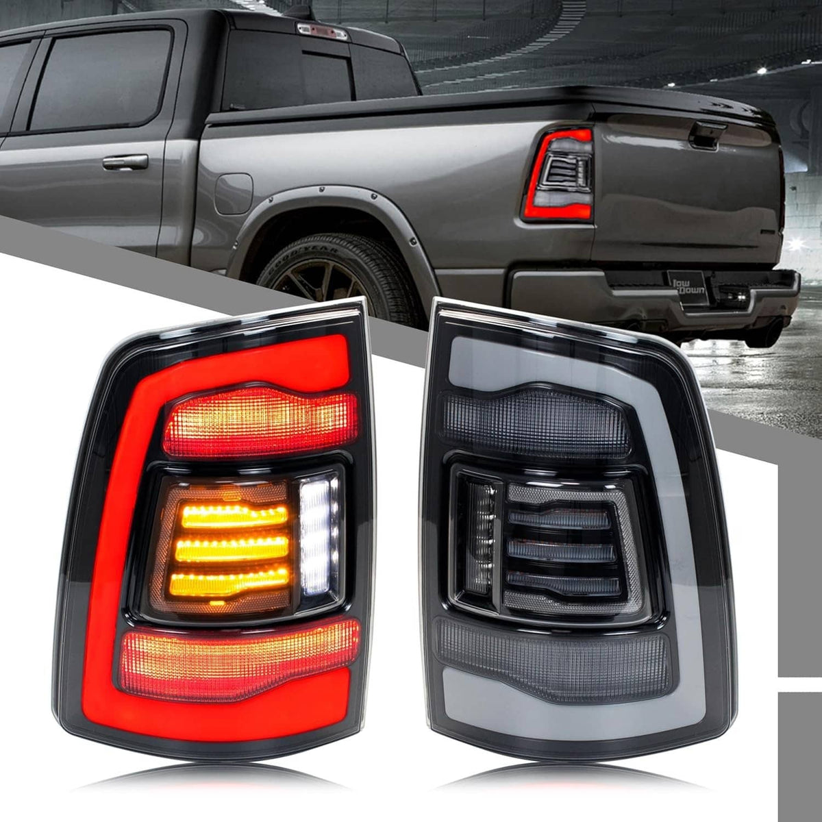 Bethesda Industrial Pair LED Tail Light for 09-18 Dodge Ram 1500 2500 3500 Rear Light Clear Lens New