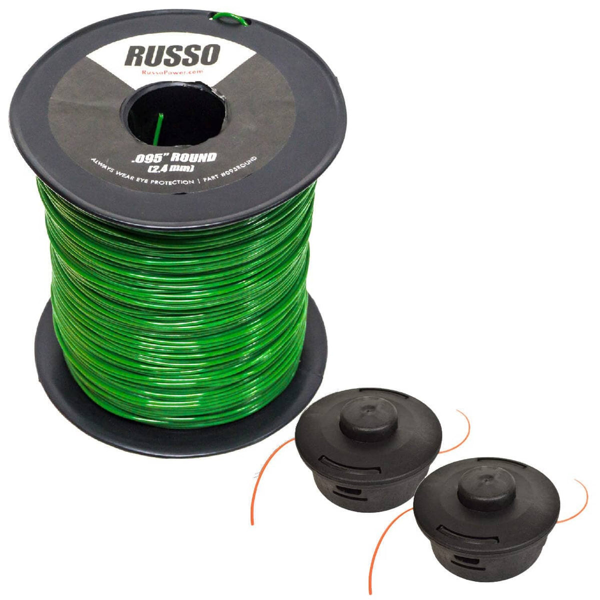 Bethesda Industrial 5lb .095 Round Commercial Trimmer Line Spool & 2 Trimmer Head for Stihl 25-2