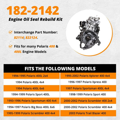 Bethesda Industrial 182-2142 Engine Oil Seal Rebuild Kit 400 400L Fit for Polaris Sport 82114 822124