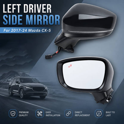 Bethesda Industrial Left Driver Side Mirror for 2017-24 Mazda CX-5 With BSM Power Turn Signal Light